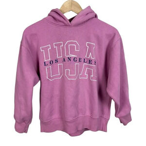 Zara Pink Hoodie Los Angeles USA Kid Girl Size 11-12 Cotton Blend